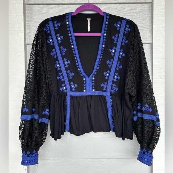 Free People Boogie All Night Long-sleeve Crop Blouse - Picture 4 of 9